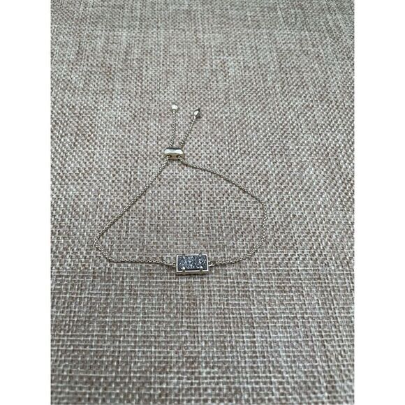 Kendra Scott Silver Chain Bracelet with Rectangle Charm Adjustable - Picture 2 of 7